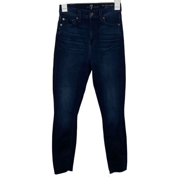 7 for All Mankind Dark Wash High Waisted Skinny Jeans - Picture 1 of 3